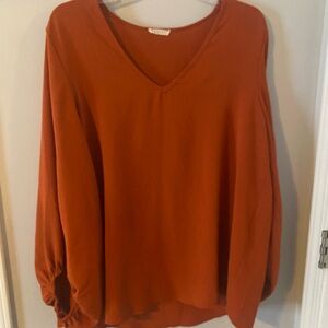 Vince Terracotta V-Neck Blouse